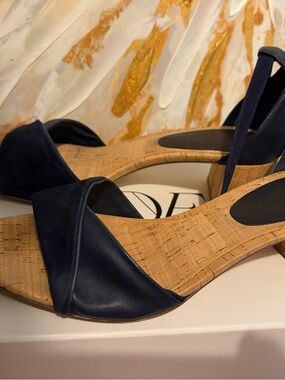 Diane Von Furstenberg Navy Cork Slingback Sandals